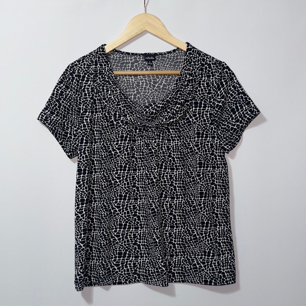 Rafaella black & white short sleeve shirt women’s size large
